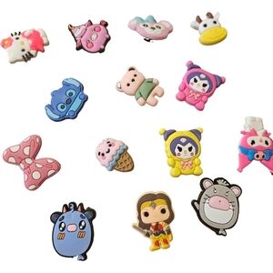 Lot of 14 Girly Cartoon Themed PVC Shoe Charms